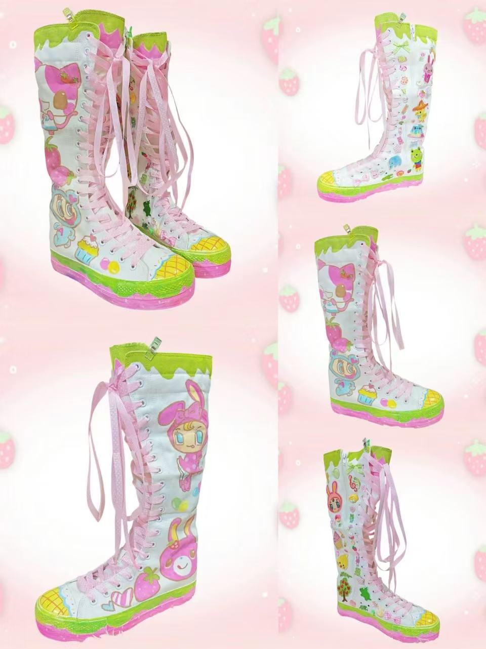 Authentic Decora Harajuku Style SWEET&SOUR Original Hand-Painted Differentiated Harajuku Maximalism Canvas Shoes