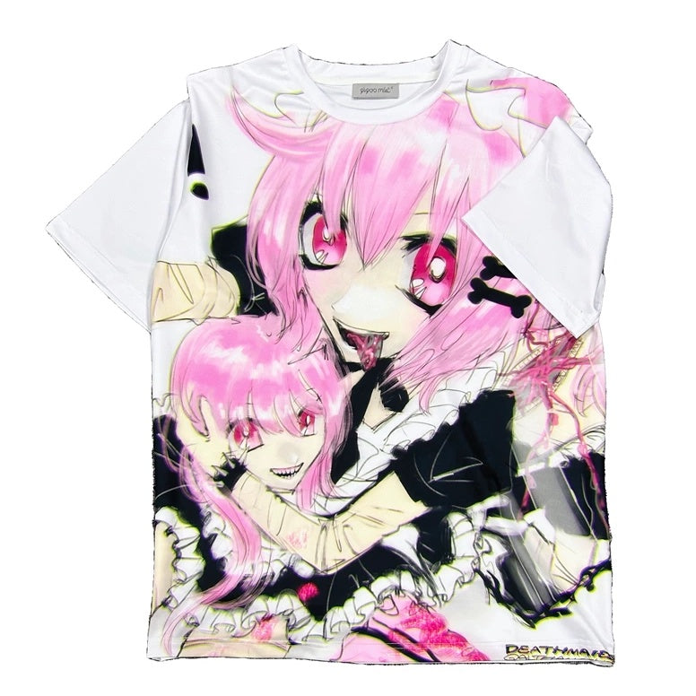 Death Maid - PiPOO & GALTHANACHOS Collaboration Original Illustration Subculture Digital Full-Print Milk Silk T-Shirt