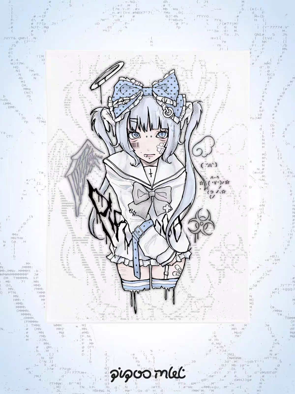 PiPOO x Teraji watercolor angel wall tapestry L, Japanese illustrator collab