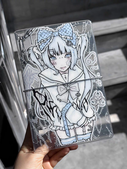 PiPOO x Teraji watercolor angel transparent A6 binder notebook, Japanese illustrator collab