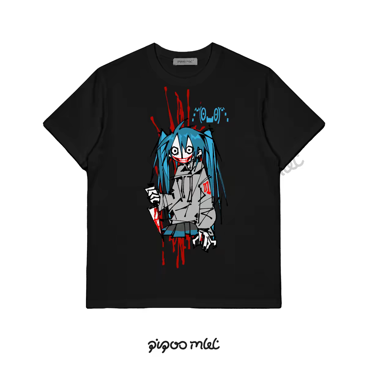 PiPOO x Jijibao miku the killer Hatsune Miku oversized T-shirt, black