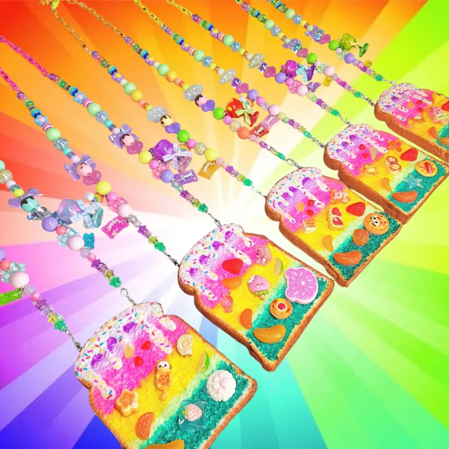 手作Decora原宿风彩虹吐司项链 | SWEET&SOUR原创设计 🌈🍞✨