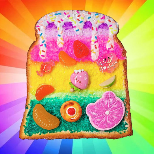 Handmade Decora Harajuku-style rainbow toast necklace | SWEET&amp;SOUR original design 🌈🍞✨