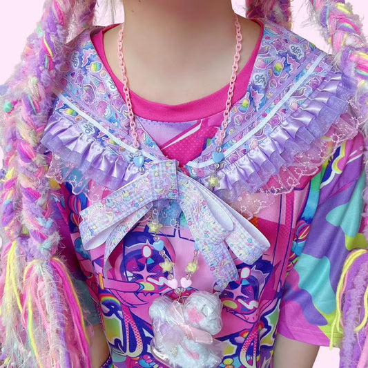 Harajuku-style rainbow detachable collar - SWEET&amp;SOUR original handmade lace Lolita doll outfit accessory detachable collar