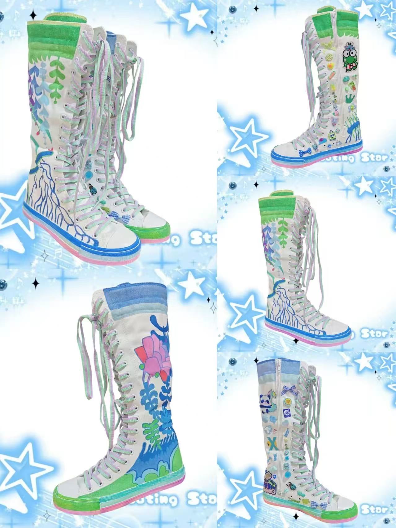 Authentic Decora Harajuku Style SWEET&amp;SOUR Original Hand-Painted Differentiated Harajuku Maximalism Canvas Shoes