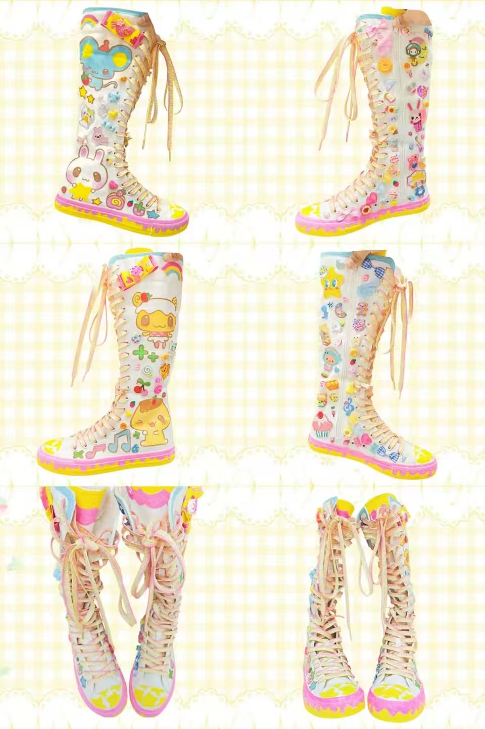 Authentic Decora Harajuku Style SWEET&amp;SOUR Original Hand-Painted Differentiated Harajuku Maximalism Canvas Shoes
