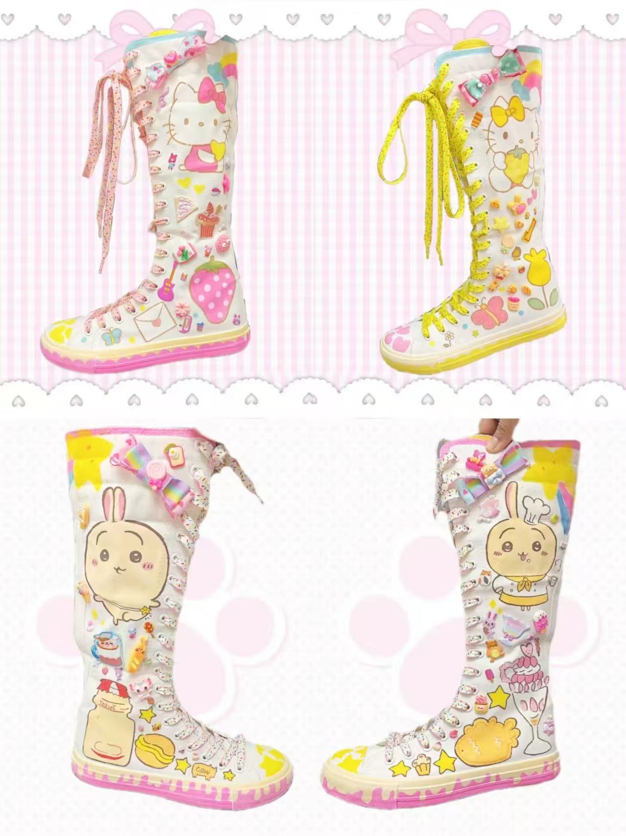 Authentic Decora Harajuku Style SWEET&amp;SOUR Original Hand-Painted Differentiated Harajuku Maximalism Canvas Shoes