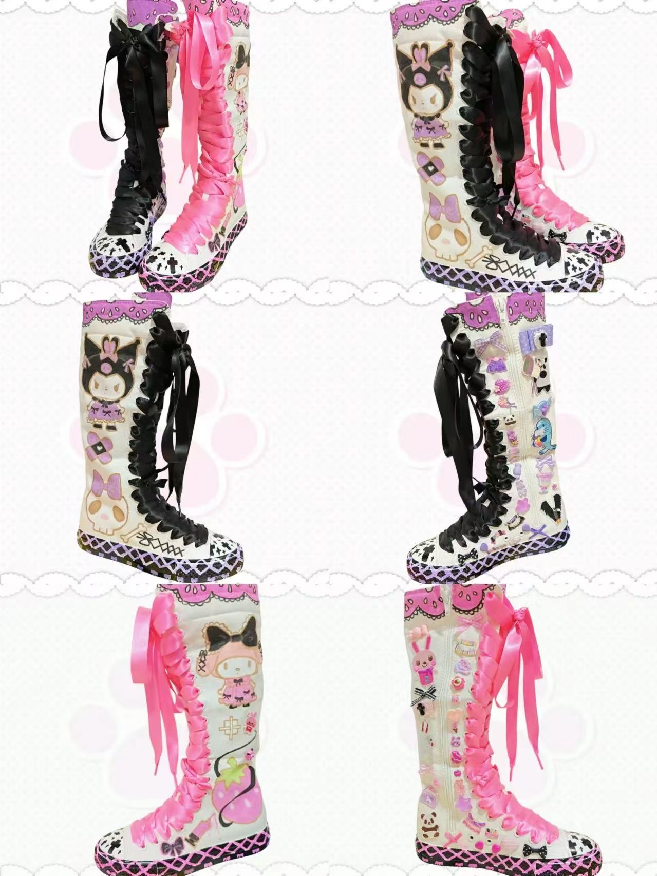 Authentic Decora Harajuku Style SWEET&amp;SOUR Original Hand-Painted Differentiated Harajuku Maximalism Canvas Shoes