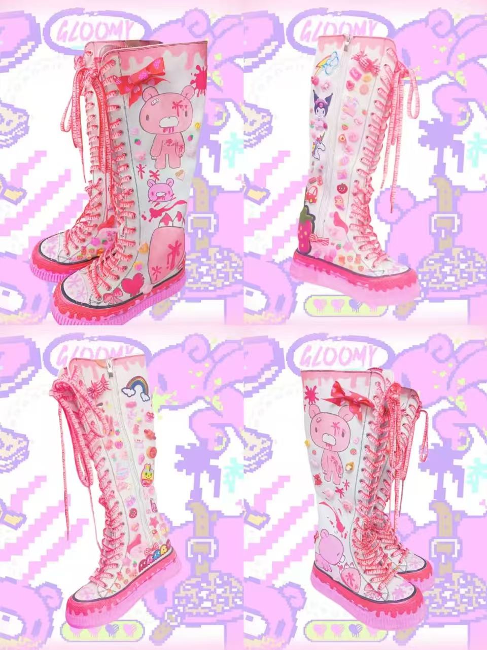 Authentic Decora Harajuku Style SWEET&amp;SOUR Original Hand-Painted Differentiated Harajuku Maximalism Canvas Shoes