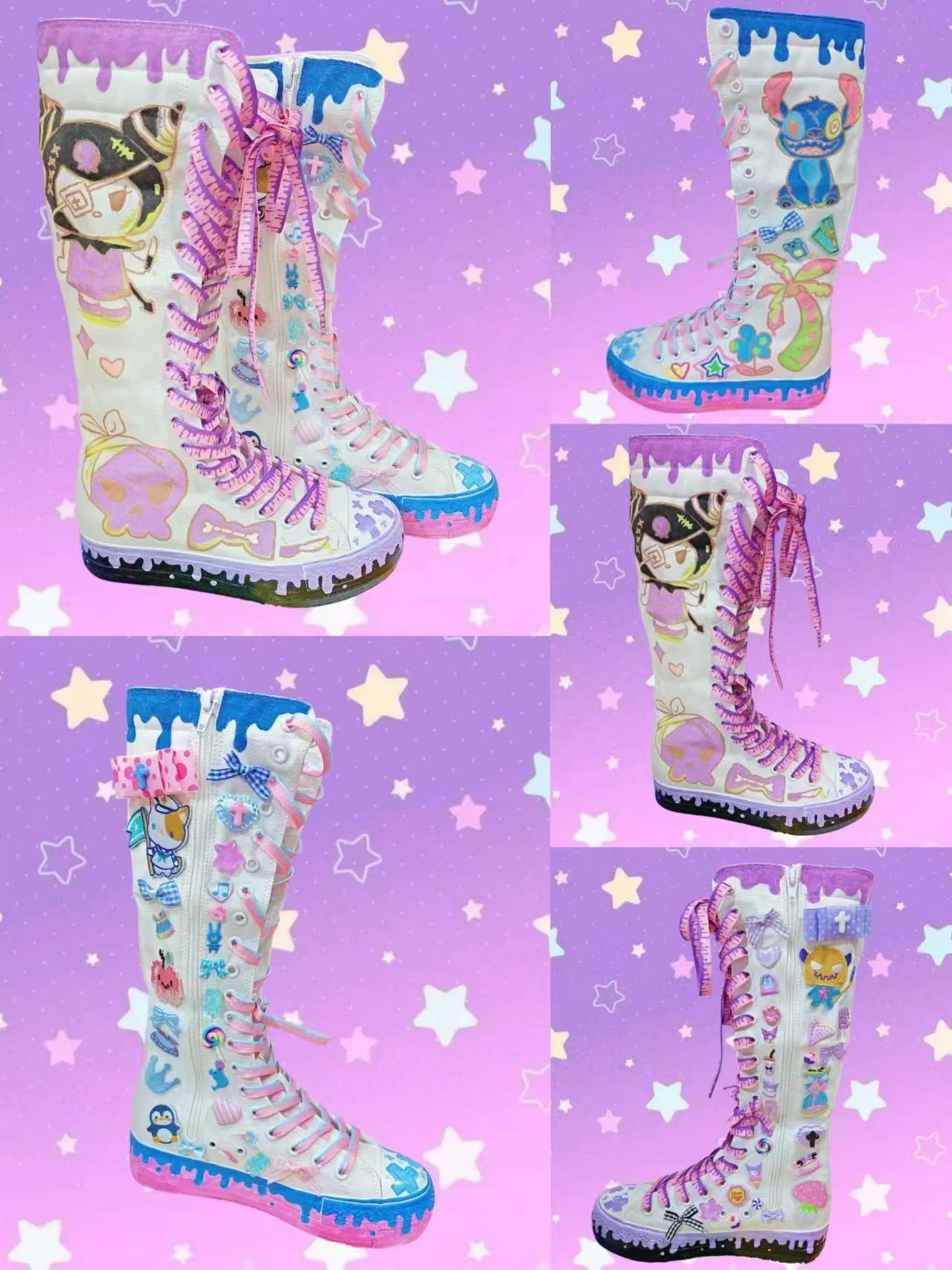 Authentic Decora Harajuku Style SWEET&amp;SOUR Original Hand-Painted Differentiated Harajuku Maximalism Canvas Shoes