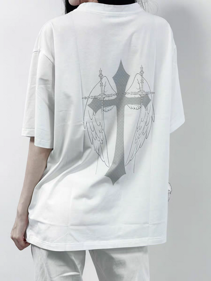 Echo Angel - PiPOO x Symbiont Collaboration Original Illustration Subculture Digital Print Ice Porcelain Cotton T-shirt