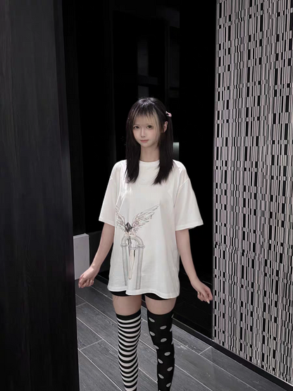 Echo Angel - PiPOO x Symbiont Collaboration Original Illustration Subculture Digital Print Ice Porcelain Cotton T-shirt