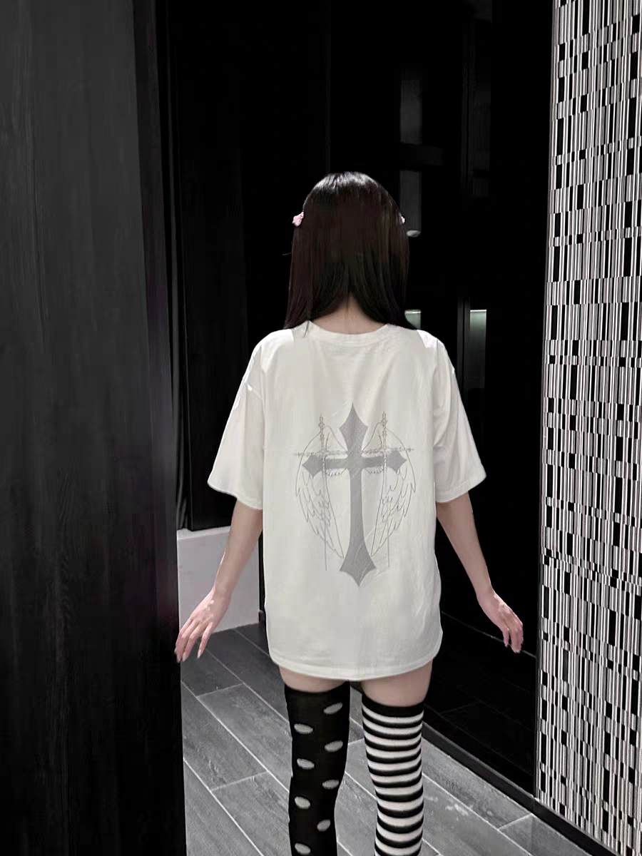 Echo Angel - PiPOO x Symbiont Collaboration Original Illustration Subculture Digital Print Ice Porcelain Cotton T-shirt
