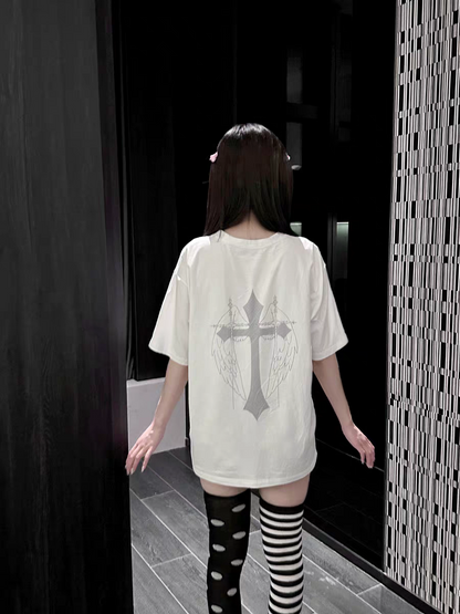 Echo Angel - PiPOO x Symbiont Collaboration Original Illustration Subculture Digital Print Ice Porcelain Cotton T-shirt