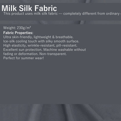 Milk Silk Fabric - 230g/m². Ultra skin-friendly, lightweight & breathable. Ice-silk cooling touch with silky smooth surface.
