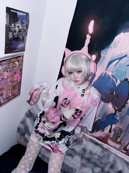 Death Maid - PiPOO & GALTHANACHOS Collaboration Original Illustration Subculture Digital Full-Print Milk Silk T-Shirt
