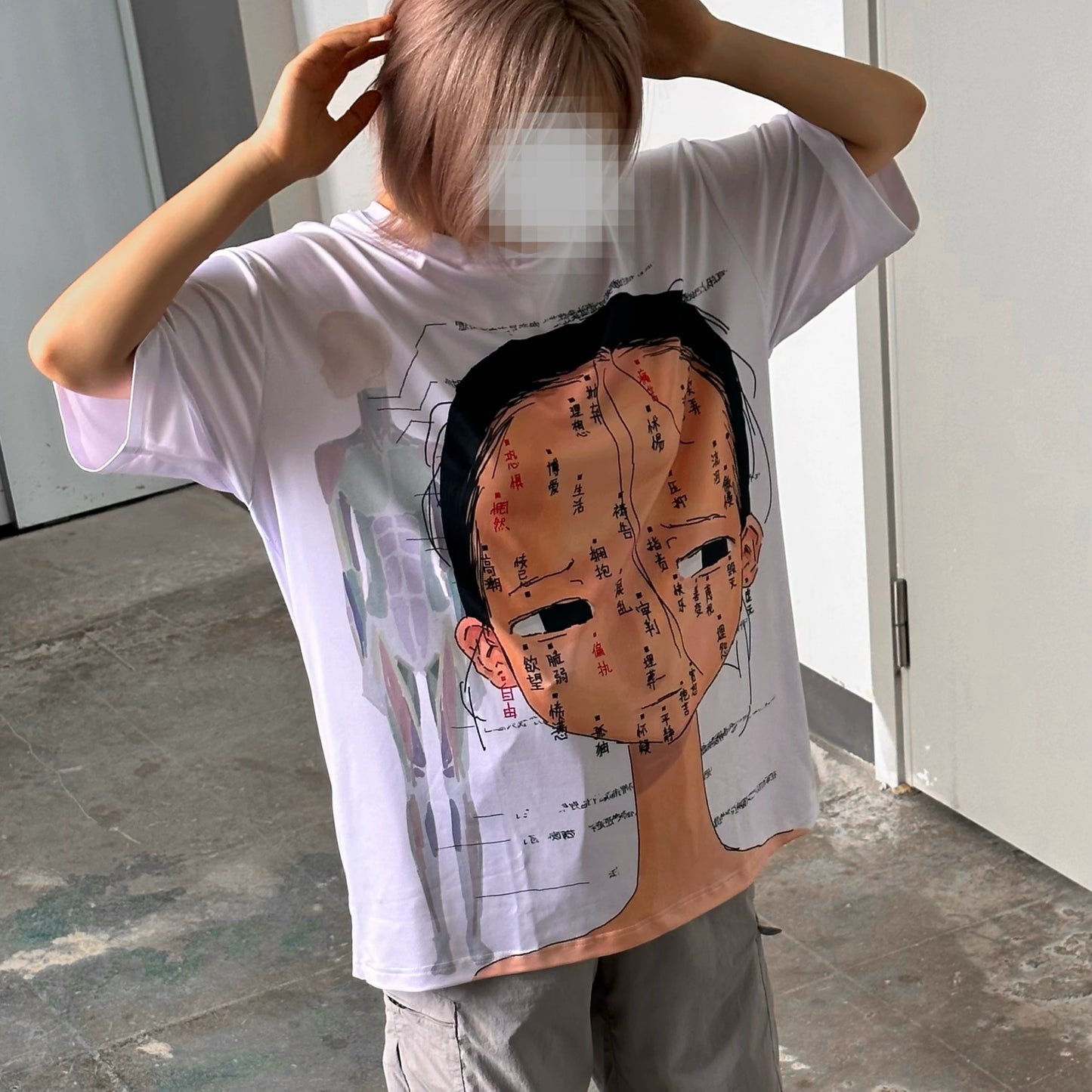 痣-PiPOO&7点45コラボオリジナルイラストサブカルデジタルフルプリントミルクシルクTシャツ