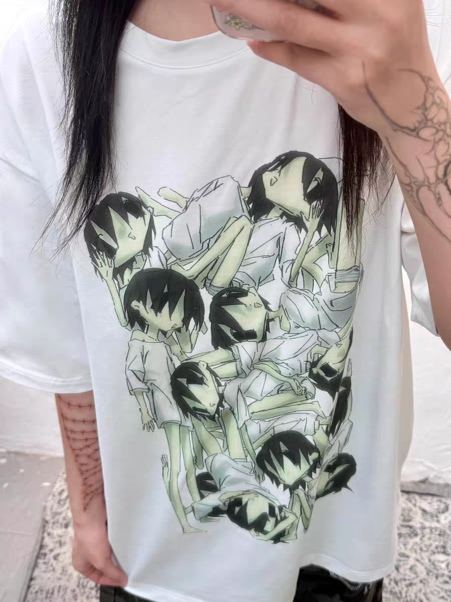 Stuffed Wardrobe - PiPOO & 7:45 Collaboration Original Illustration Subculture Digital Print Ice Porcelain Cotton T-Shirt