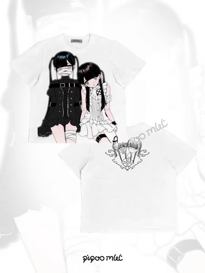 Unmei no Hankyo - PiPOOx Symbiont Collaboration Original Illustration Digital Print Ice Porcelain Cotton T-Shirt
