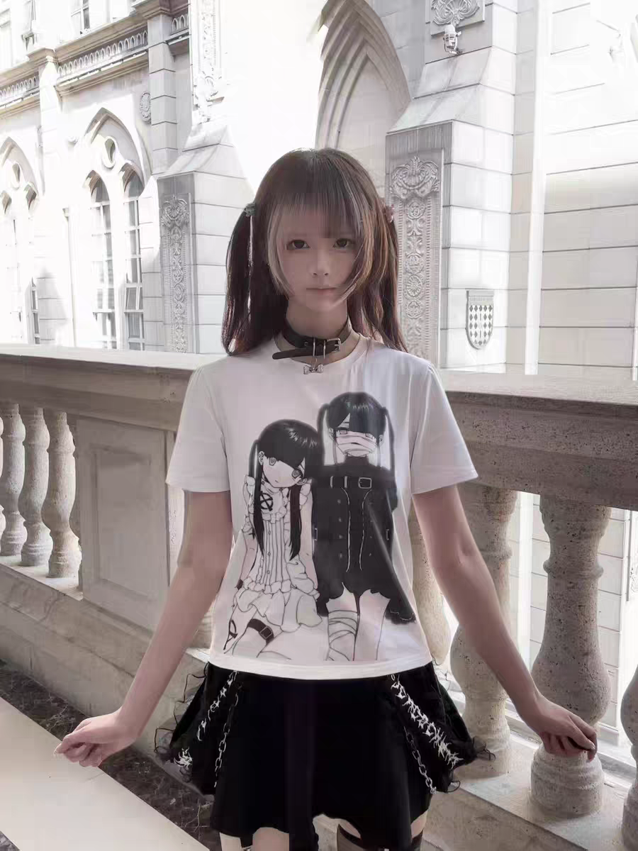 Unmei no Hankyo - PiPOOx Symbiont Collaboration Original Illustration Digital Print Ice Porcelain Cotton T-Shirt
