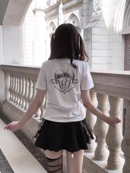 Unmei no Hankyo - PiPOOx Symbiont Collaboration Original Illustration Digital Print Ice Porcelain Cotton T-Shirt