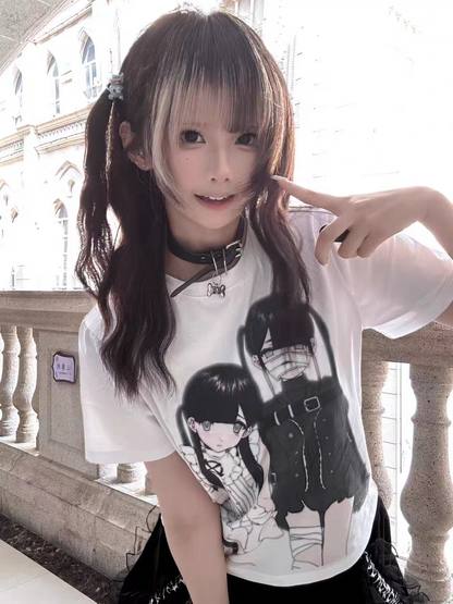 Unmei no Hankyo - PiPOOx Symbiont Collaboration Original Illustration Digital Print Ice Porcelain Cotton T-Shirt