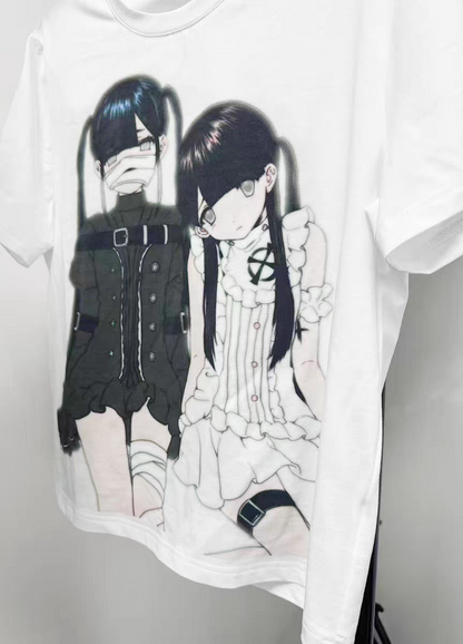 Unmei no Hankyo - PiPOOx Symbiont Collaboration Original Illustration Digital Print Ice Porcelain Cotton T-Shirt