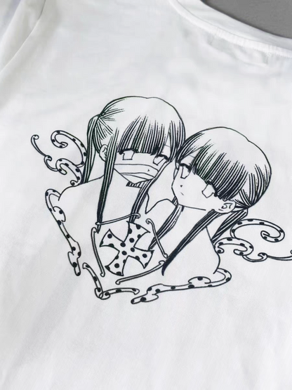 Unmei no Hankyo - PiPOOx Symbiont Collaboration Original Illustration Digital Print Ice Porcelain Cotton T-Shirt