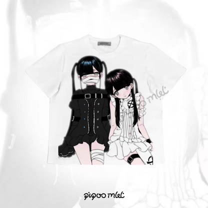 Unmei no Hankyo - PiPOOx Symbiont Collaboration Original Illustration Digital Print Ice Porcelain Cotton T-Shirt