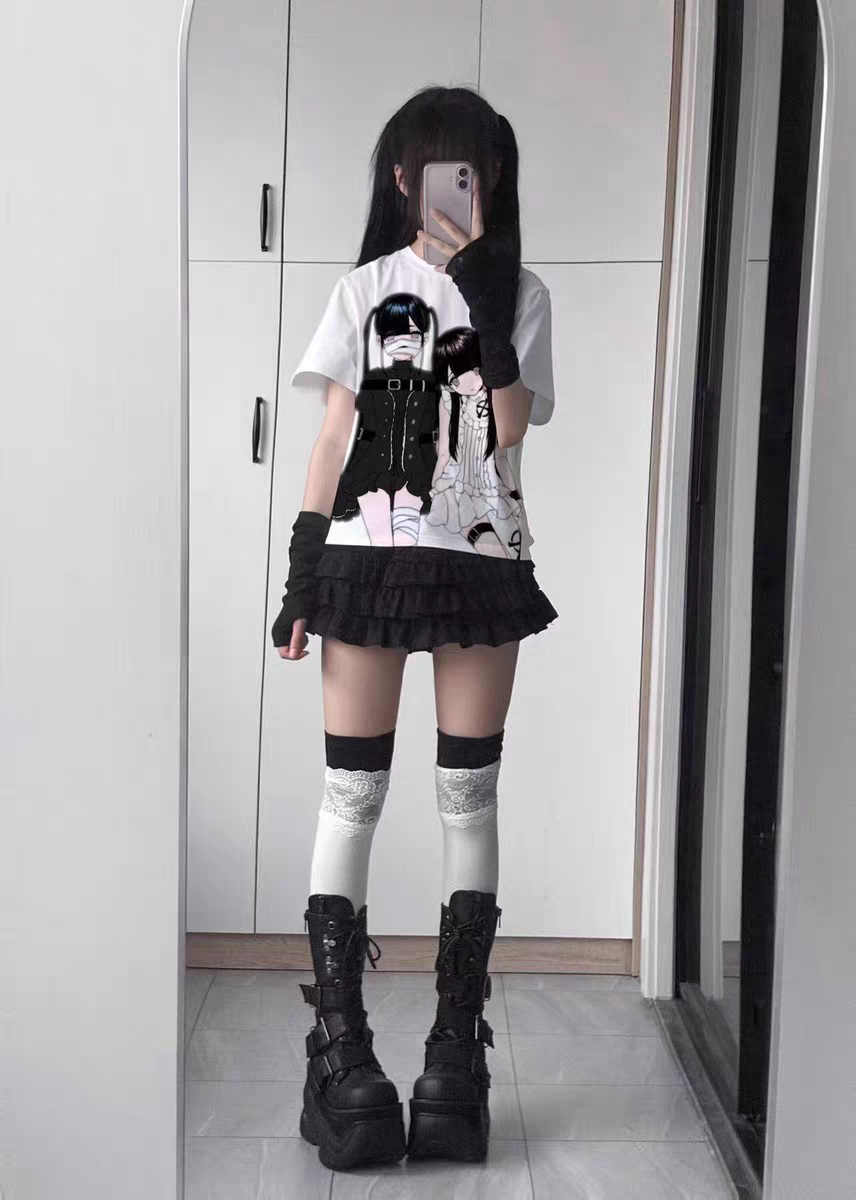 Unmei no Hankyo - PiPOOx Symbiont Collaboration Original Illustration Digital Print Ice Porcelain Cotton T-Shirt